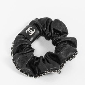 Chanel A21 CC Black Lambskin Scrunchie